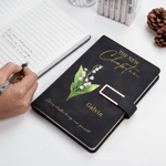 Personalized The New Chapter Birth Flower A5 PU Leather Notebook with Name and Text Retirement Birthday Gift for Retiree Bookworm