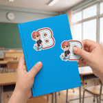 Personalised Cartoon Character Doodle Initial Waterproof Sticker Daily Use Back to School Gift for Kid