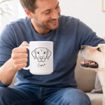 Personalised Minimalist Line Pet Portrait Heart Ceramic Mug with Name Daily Use Office Birthday Gift for Pet Owner Pet Lover