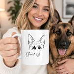 Personalised Minimalist Line Pet Portrait Heart Ceramic Mug with Name Daily Use Office Birthday Gift for Pet Owner Pet Lover