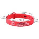 Personalized Multicolor Adjustable Waterproof Silicone Medical Alert ID Bracelet with Engraved Text  Emergency Allergy Gift for Adults Kids