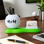 Personalized Golf Ball Pen Holder Desk Organizer with Name and Base Desk Decor Golf Weekend Birthday Gift for Golf Lovers