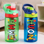 Personalised Multicolour Book Apple Star Pattern 16 oz Kid Water Bottle with Name Back to School Children's Day Birthday Gift for Kids ﻿ ﻿