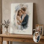 Personalized Watercolour Wedding Photo Canvas Prints with Text Bedroom Decor Ship from USA Wedding Anniversary Gift for Couples Newlyweds