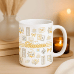 Personalised Sweet Bow Mahjong Design 11 oz 15 oz Ceramic Mug with Name Birthday Mahjong Club Gift for Mahjong Lover