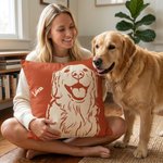 Personalized Hand-Drawn Doodle Style Pet Photo Portrait Soft Throw Pillow Cover with Name Home Decor Birthday Christmas Gift for Dog Cat Owners
