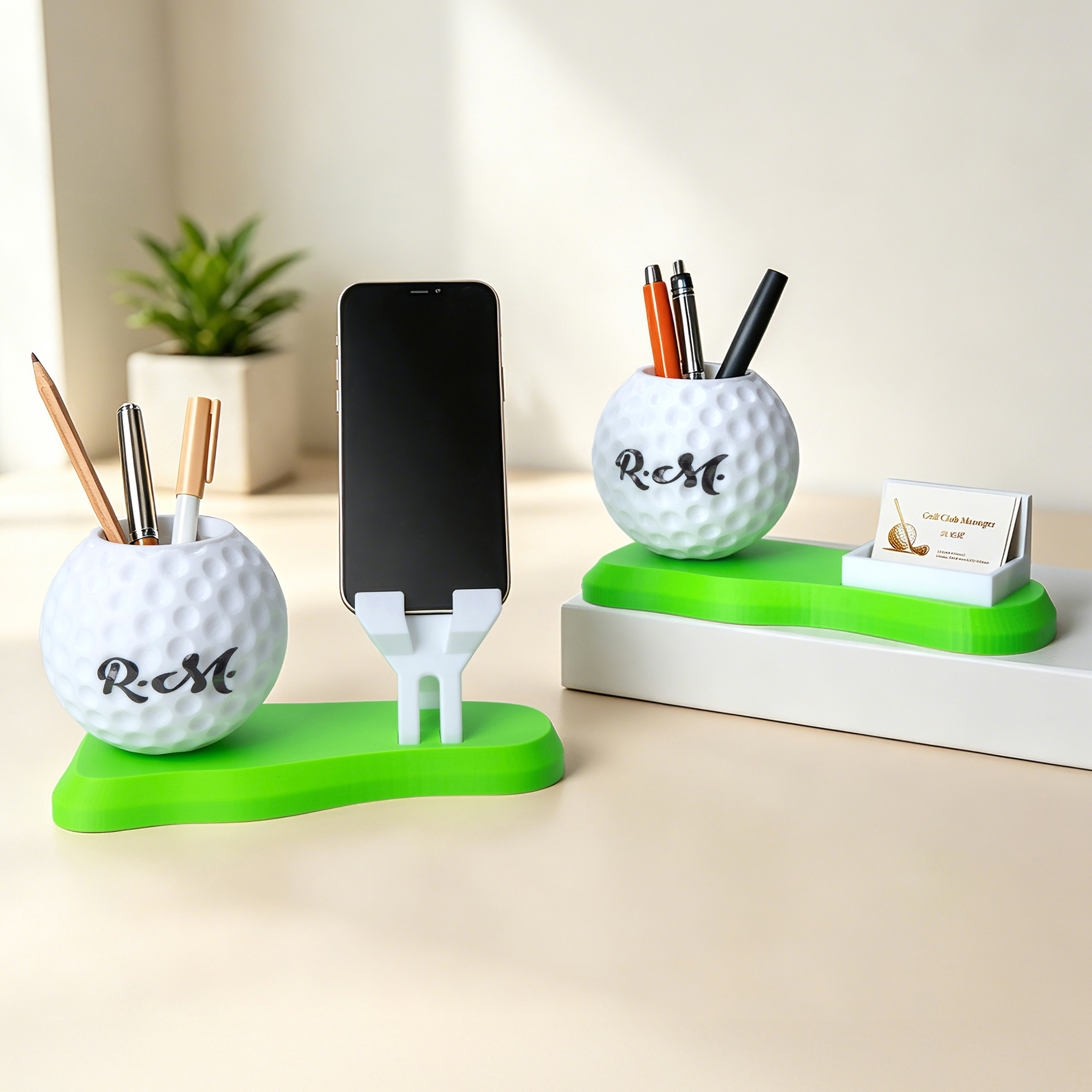 Personalized Golf Ball Pen Holder Desk Organizer with Name and Base Desk Decor Golf Weekend Birthday Gift for Golf Lovers