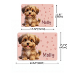 Personalised Pet Photo Paw Print Waterproof Non-Slip PU Leather Pet Food Mat with Name Home Decor Birthday Gift for Pet Lovers