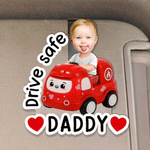 Personalised Cartoon Mini Lorry Drive Safe Baby Face Photo Acrylic Car Visor Clip Car Decor Birthday Father's Day Gift for Dad Grandad