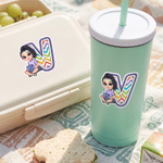 Personalised Cartoon Character Doodle Initial Waterproof Sticker Daily Use Back to School Gift for Kid
