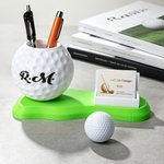 Personalized Golf Ball Pen Holder Desk Organizer with Name and Base Desk Decor Golf Weekend Birthday Gift for Golf Lovers