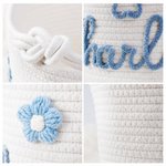 Personalized Rainbow Flower Cotton Woven Storage Basket with Text Teachers' Day Back to School Appreciation Gift for Teachers