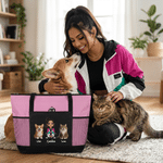 Personalized Cartoon Pet Photo Oxford Tote Bag with Name Daily Use Birthday Gift for Pet Owners
