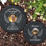 Personalised Circle Heart Shaped Heartwarming Text Pet Photo Garden Stone with Pet Name Garden Pet Memorial Gift for Pet Parent