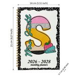 Personalised Pencil Initial 2026-2028 Planner A5 Spiral Notebook with Name and Monthly Planner Pages Birthday Teacher's Day Gift for Teacher