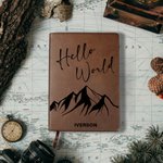 Cuaderno personalizado Aventura en la montaña 100 páginas rayadas A5 Tapa de piel con nombre Regalo de cumpleaños para entusiastas de los viajes Aventureros