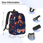 Sac à dos personnalisé avec personnage de dessin animé : licorne fantastique et dinosaure, avec prénom. Pour un usage quotidien, la rentrée scolaire ou comme cadeau d'anniversaire pour filles, garçons