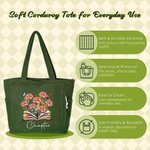 Personalised Book Birth Flowers Corduroy Tote Bag with Name Daily Use Birthday Gift for Women Girls