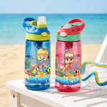 Personalized Cartoon Kid Diver Ocean Animal 16 oz Water Bottle with  Name and Straw Summer Vacation Back to School Birthday Gift for Girls Boys