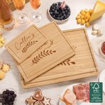 Personalized Engraved Wheat Leaf Name FSC Bamboo Kitchen Charcuterie Cutting Board with Juice Groove Ship from USA Wedding Gift for Family Friend