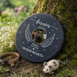 Personalised Circle Heart Shaped Heartwarming Text Pet Photo Garden Stone with Pet Name Garden Pet Memorial Gift for Pet Parent