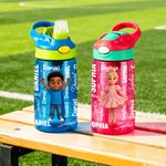 Personalised Cartoon Character BPA-Free Transparent Insulated Water Bottle with Straw Handle and Name Back to School Birthday Gift for Kids