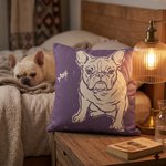 Personalized Hand-Drawn Doodle Style Pet Photo Portrait Soft Throw Pillow Cover with Name Home Decor Birthday Christmas Gift for Dog Cat Owners