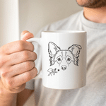 Personalised Minimalist Line Pet Portrait Heart Ceramic Mug with Name Daily Use Office Birthday Gift for Pet Owner Pet Lover