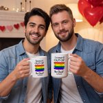 Personalised Rainbow LGBTQ 11 oz 15 oz Ceramic Mug with Name and Text Daily Use Pride Parade Anniversary Gift for LGBTQ Couple