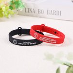 Personalized Multicolor Adjustable Waterproof Silicone Medical Alert ID Bracelet with Engraved Text  Emergency Allergy Gift for Adults Kids