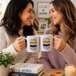 Personalised Rainbow LGBTQ 11 oz 15 oz Ceramic Mug with Name and Text Daily Use Pride Parade Anniversary Gift for LGBTQ Couple
