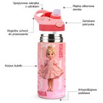 Personalizowana przezroczysta butelka na wodę dla dzieci bez bpa z kreskówkowym wzorem słomką i uchwytem