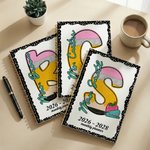 Personalised Pencil Initial 2026-2028 Planner A5 Spiral Notebook with Name and Monthly Planner Pages Birthday Teacher's Day Gift for Teacher