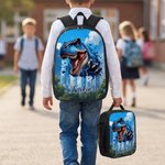 Personalized Cartoon Dinosaur Backpack Lunch Bag Pencil Case Set with Name Back to School Birthday Gift for Boys Dinosaur Lovers