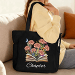 Personalised Book Birth Flowers Corduroy Tote Bag with Name Daily Use Birthday Gift for Women Girls