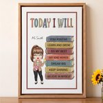 Personalized Cartoon Teacher Character Canvas Print with Text Wall Decor Ship from USA with Name Back to School Appreciation Gift for Teacher