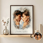 Personalized Watercolour Wedding Photo Canvas Prints with Text Bedroom Decor Ship from USA Wedding Anniversary Gift for Couples Newlyweds