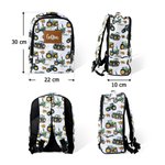 Sac à dos sangle ajustable personnalisé avec nom - Motif de tracteur vert - Cadeau de rentrée scolaire vacances pour les enfants