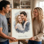 Personalized Watercolour Wedding Photo Canvas Prints with Text Bedroom Decor Ship from USA Wedding Anniversary Gift for Couples Newlyweds