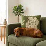 Personalized Hand-Drawn Doodle Style Pet Photo Portrait Soft Throw Pillow Cover with Name Home Decor Birthday Christmas Gift for Dog Cat Owners