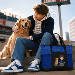 Personalized Cartoon Pet Photo Oxford Tote Bag with Name Daily Use Birthday Gift for Pet Owners
