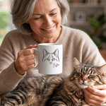 Personalised Minimalist Line Pet Portrait Heart Ceramic Mug with Name Daily Use Office Birthday Gift for Pet Owner Pet Lover