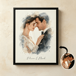 Personalized Watercolour Wedding Photo Canvas Prints with Text Bedroom Decor Ship from USA Wedding Anniversary Gift for Couples Newlyweds