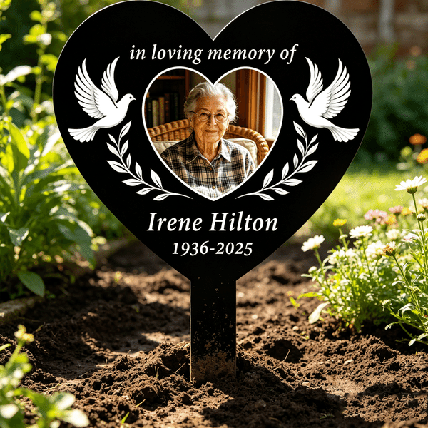 Personalised In Loveing Memory of Photo Garden Stake with Name and Date Memorial Sympathy Gift for Family