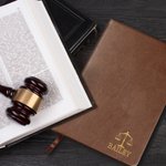 Personalised Scales of Justice PU Leather Notebook with Name and 100 Lined Pages Birthday Appreciation Office Gift for Lawyer