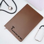 Personalised Rod of Asclepius Leather Lined Notebook with Text and 200 Pages Paper Birthday Appreciation Gift for Nurse Doctor Medical Staff