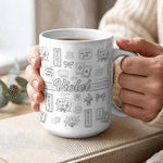 Personalised Sweet Bow Mahjong Design 11 oz 15 oz Ceramic Mug with Name Birthday Mahjong Club Gift for Mahjong Lover