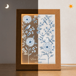 Personalized Botanical Floral Sparrow LED Acrylic Night Light with Text and Year Home Decor Birthday Wedding Anniversary Gift for Couples Newlyweds