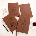 Personalized Cross of God Bible Verse A5 Leather Cover Notebook with Name Study Supplies Birthday Prayer Religious Gift for Family Friends