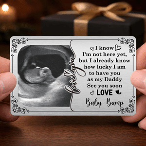 Personalised Love Baby Ultrasound Photo Wallet Card with Name Anniversary Baby Shower Pregnancy Reveal Gift for Husband Expectant Father